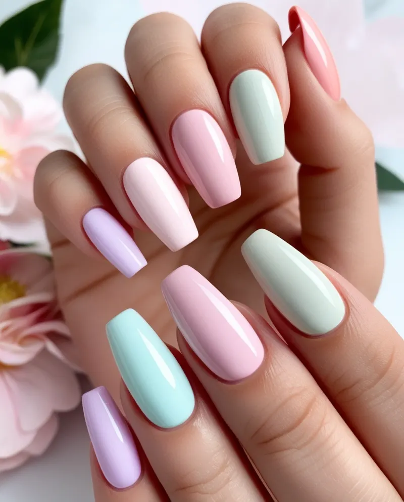 Pastel pink gradient nails for a cute and versatile look.