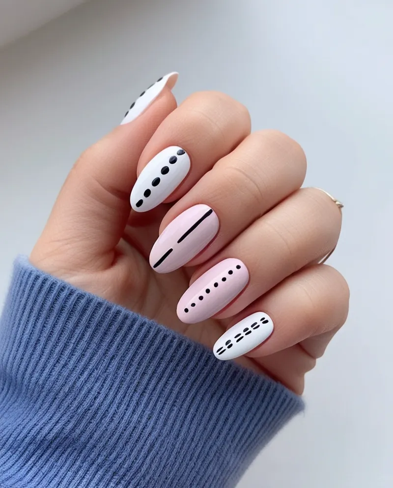 Cute short nails with simple designs and small accents.