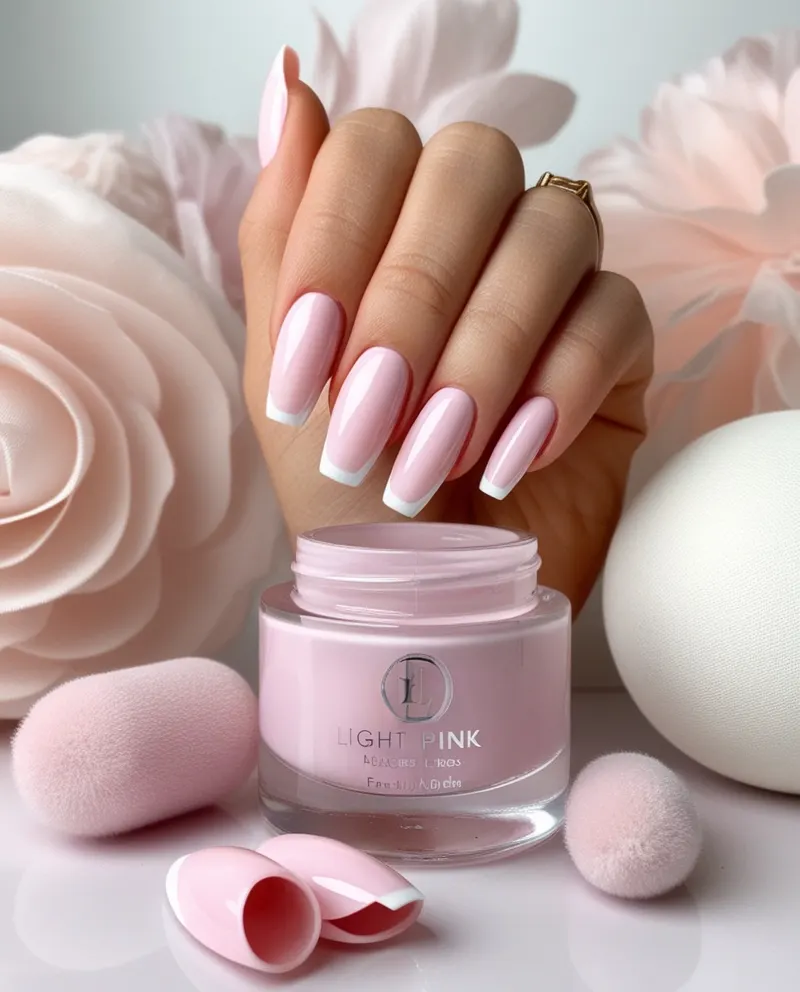 Classy pink French tip nails with a timeless appeal.