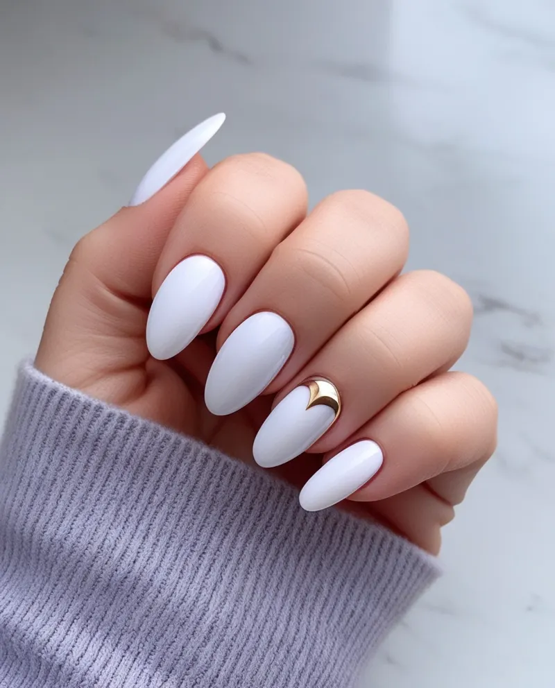 Half-moon nail art with curved base designs for a chic look.