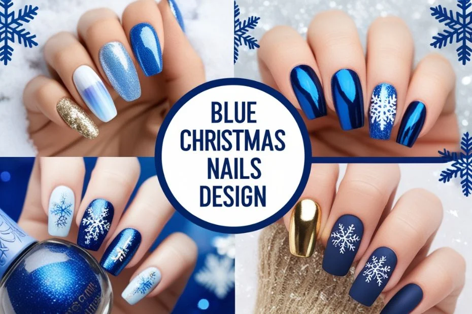 Blue Christmas Nails Design