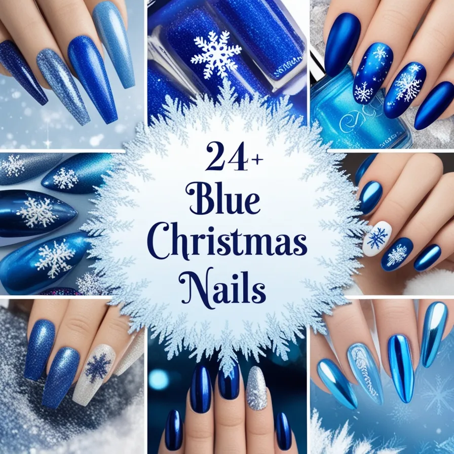 Blue Christmas Nails